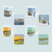 Set of Four Mugs and Four Coasters